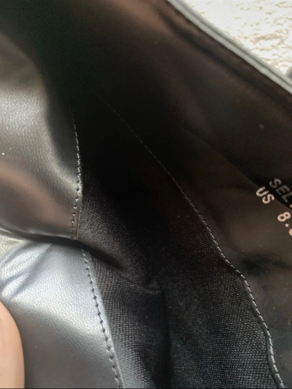 Black Croc-Embossed Knee-High Heeled Boots